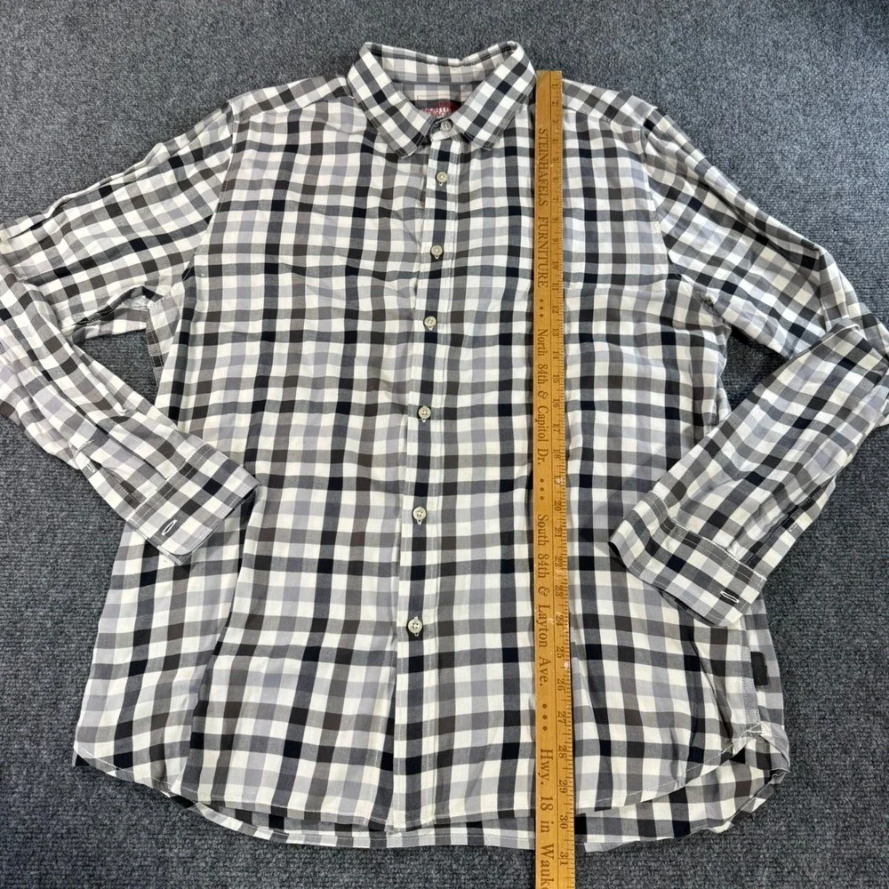 The North Face Mens Grey Black Plaid‎ Long Sleeve Button Down Shirt Large L/G